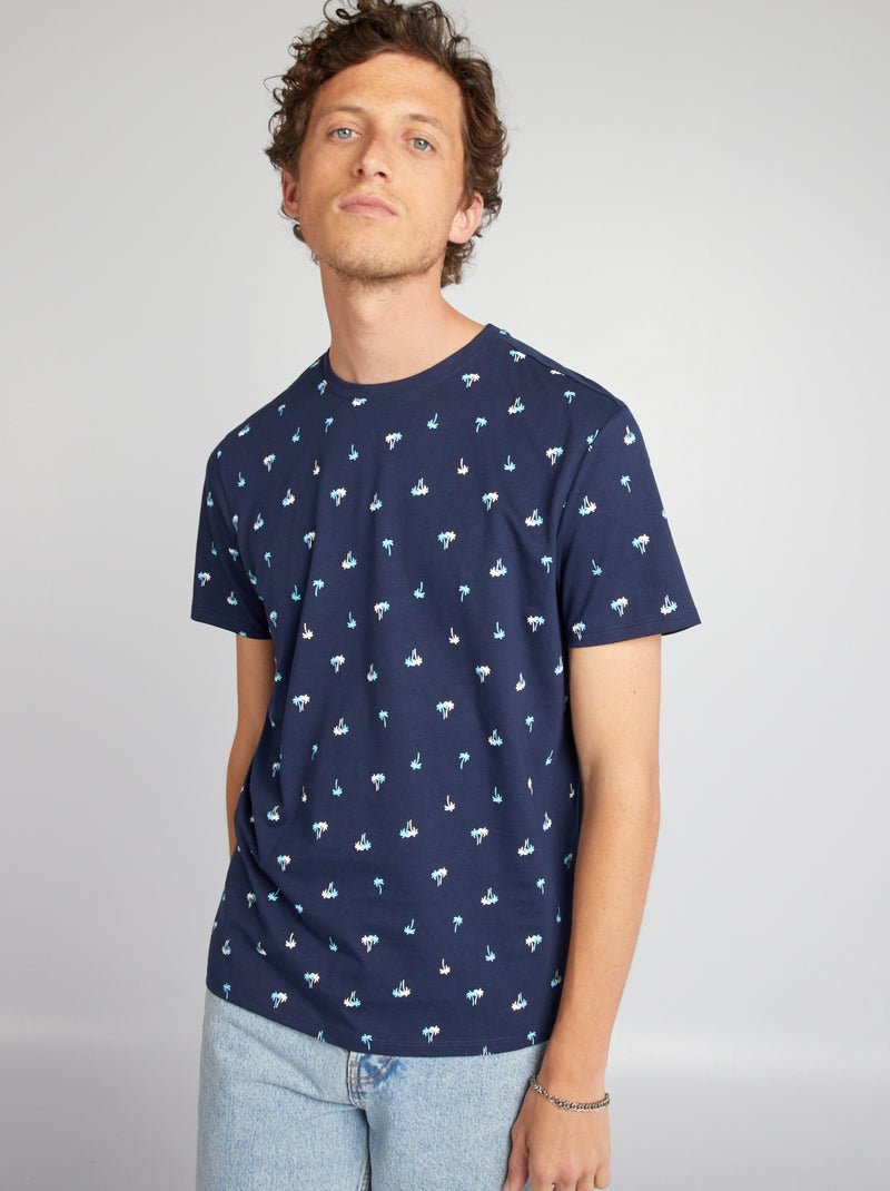 T-shirt com estampado de manga curta AZUL - Kiabi