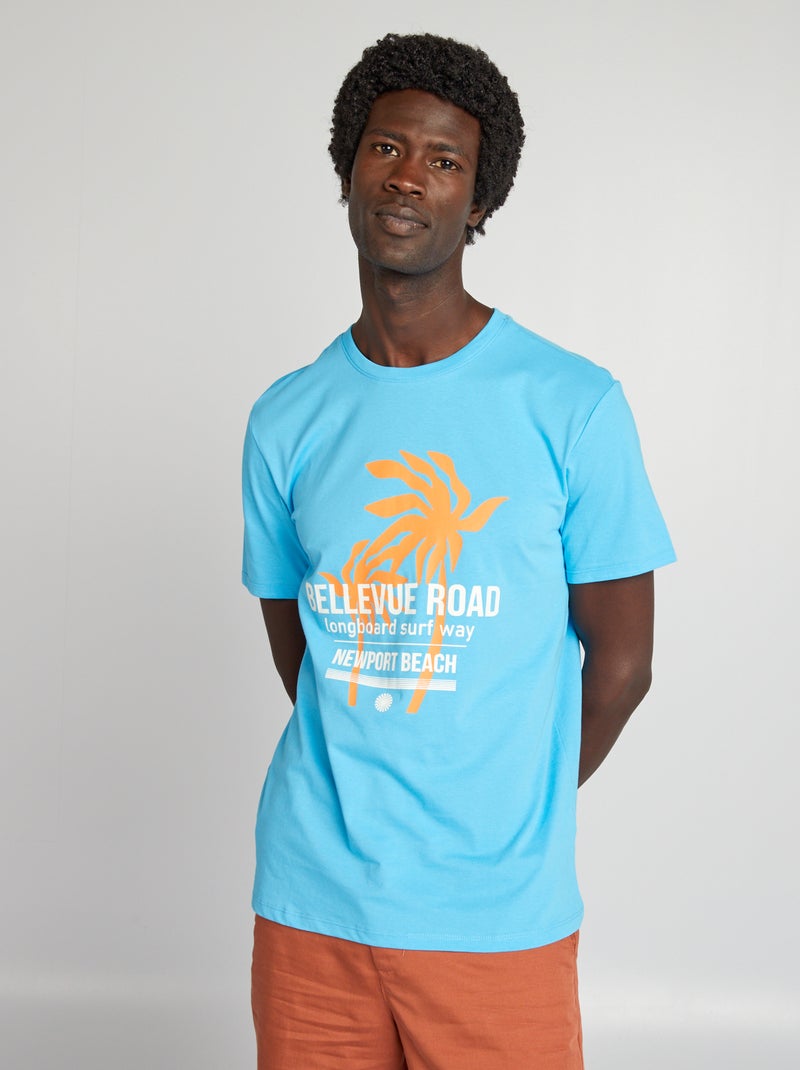 T-shirt com estampado de manga curta AZUL - Kiabi