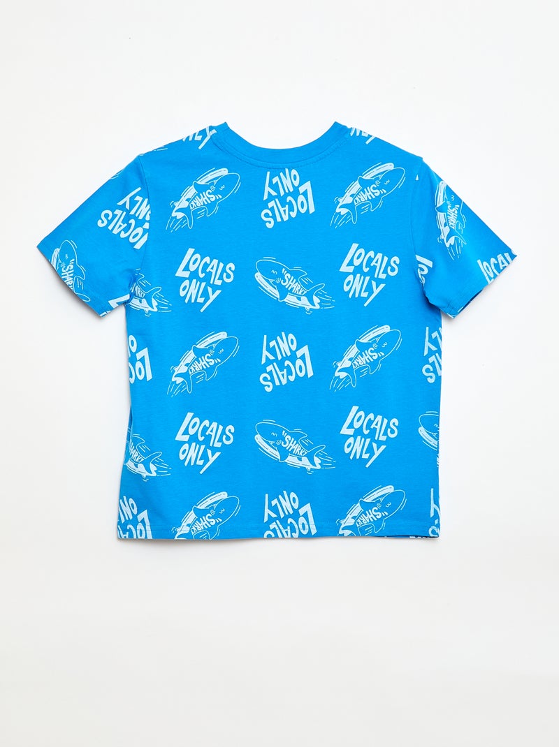 T-shirt com estampado de manga curta Azul - Kiabi