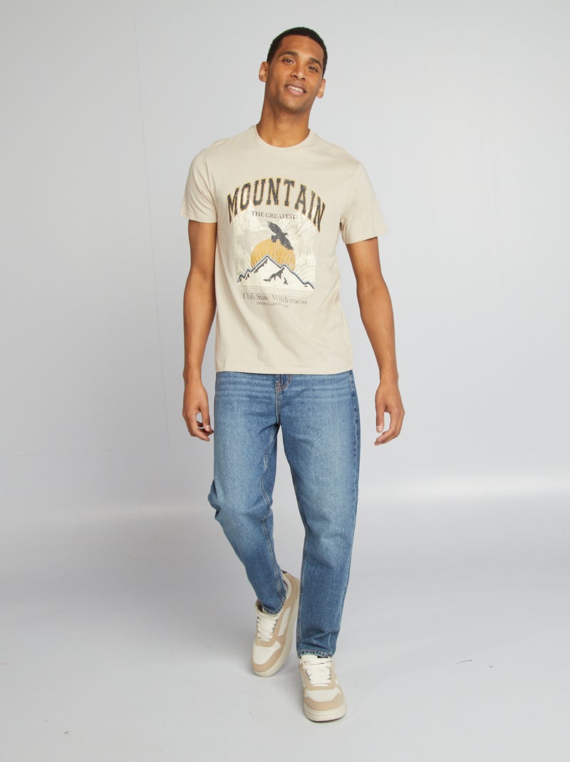 T-shirt com estampado de manga curta BEGE - Kiabi