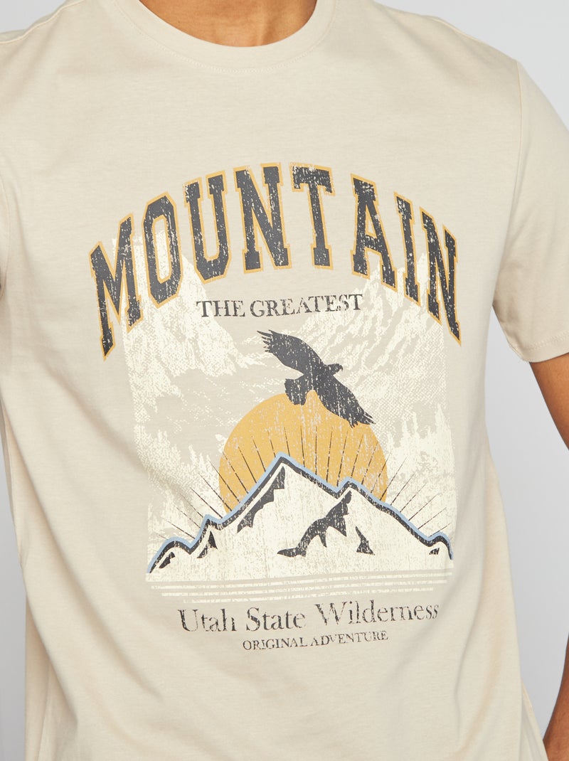 T-shirt com estampado de manga curta BEGE - Kiabi