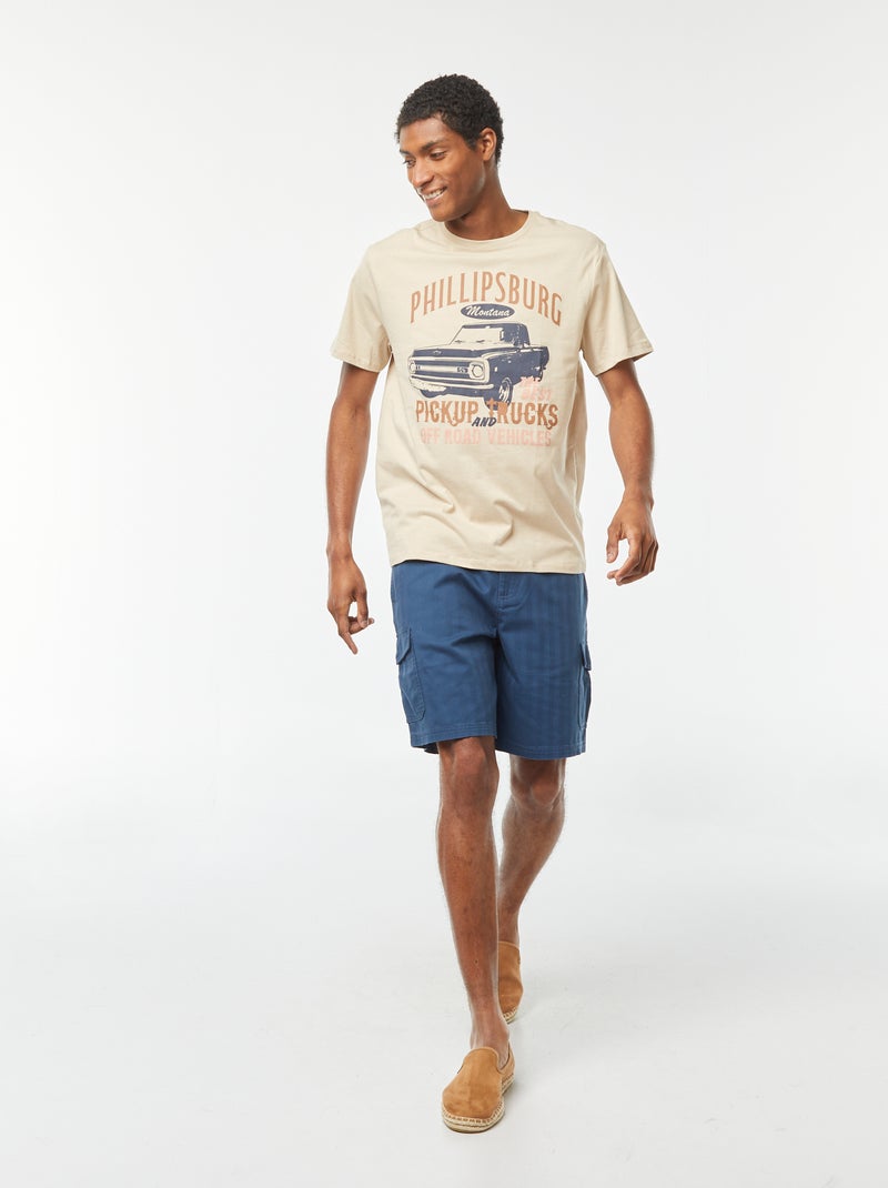 T-shirt com estampado de manga curta BEGE - Kiabi