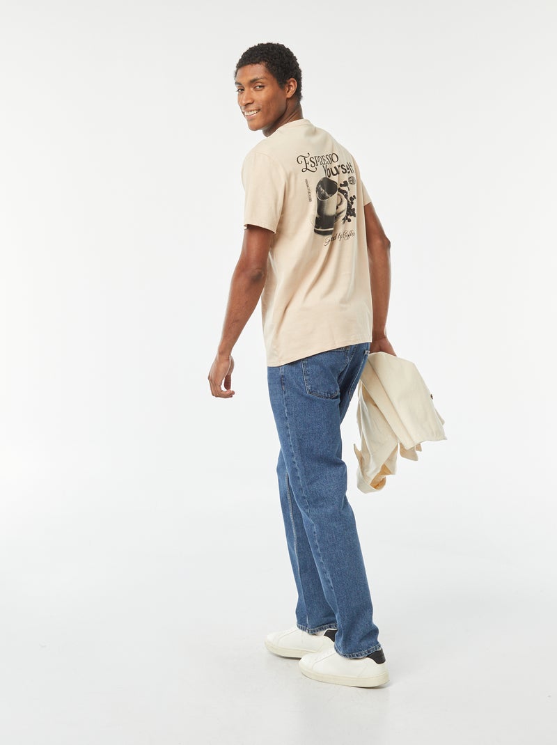 T-shirt com estampado de manga curta BEGE - Kiabi