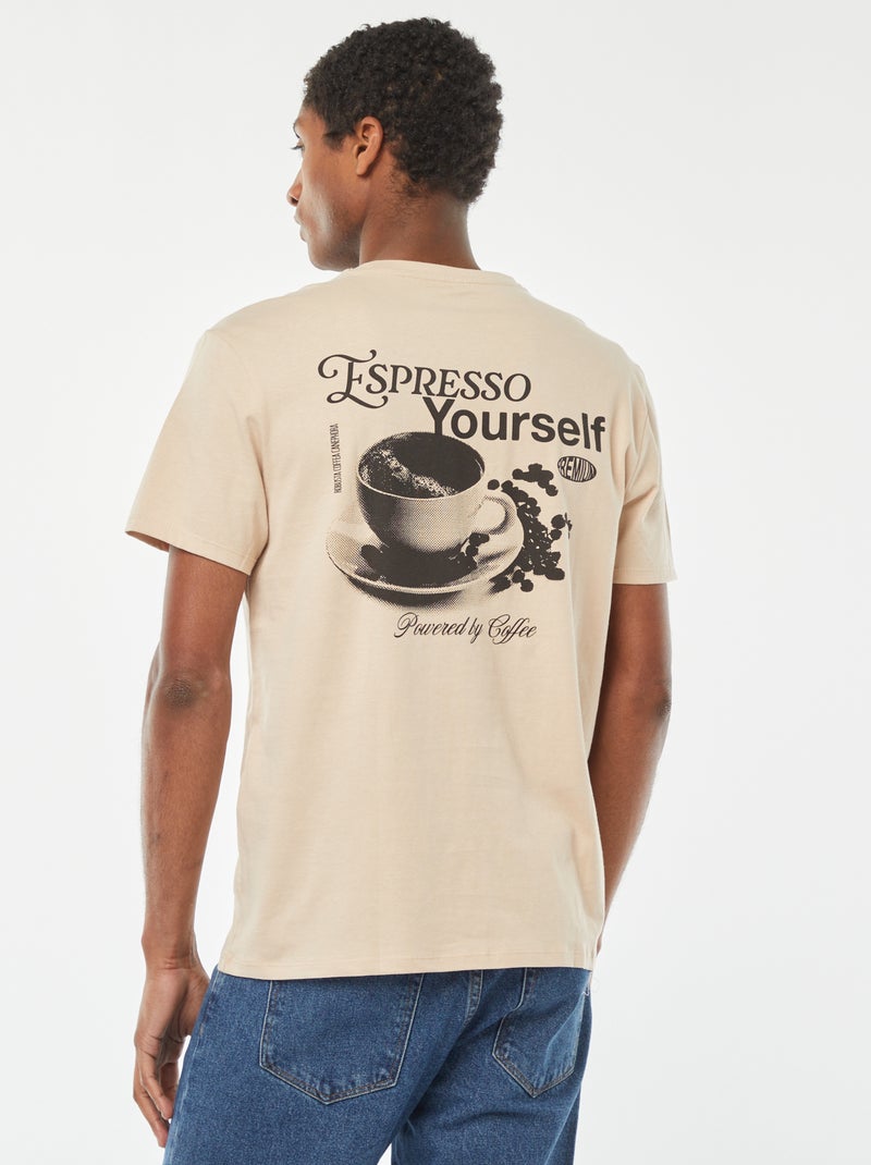 T-shirt com estampado de manga curta BEGE - Kiabi