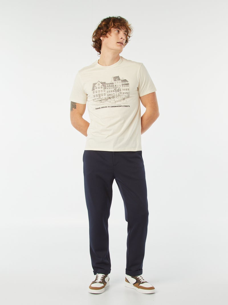 T-shirt com estampado de manga curta BEGE - Kiabi