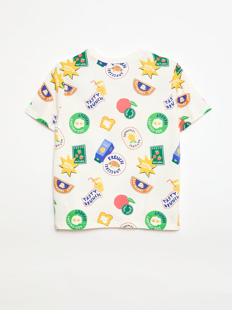 T-shirt com estampado de manga curta Bege - Kiabi