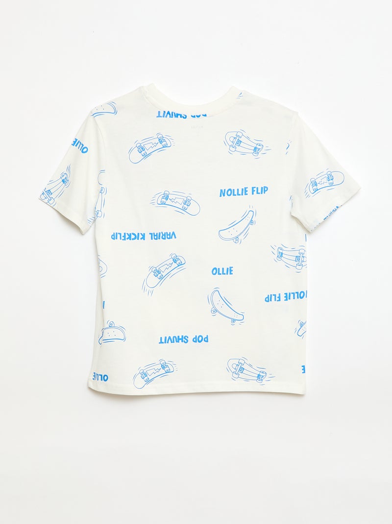 T-shirt com estampado de manga curta Bege - Kiabi