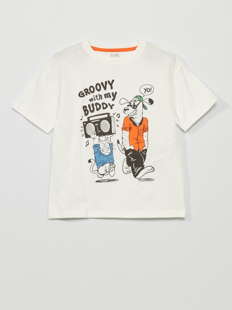 T-shirt com estampado de manga curta BRANCO - Kiabi