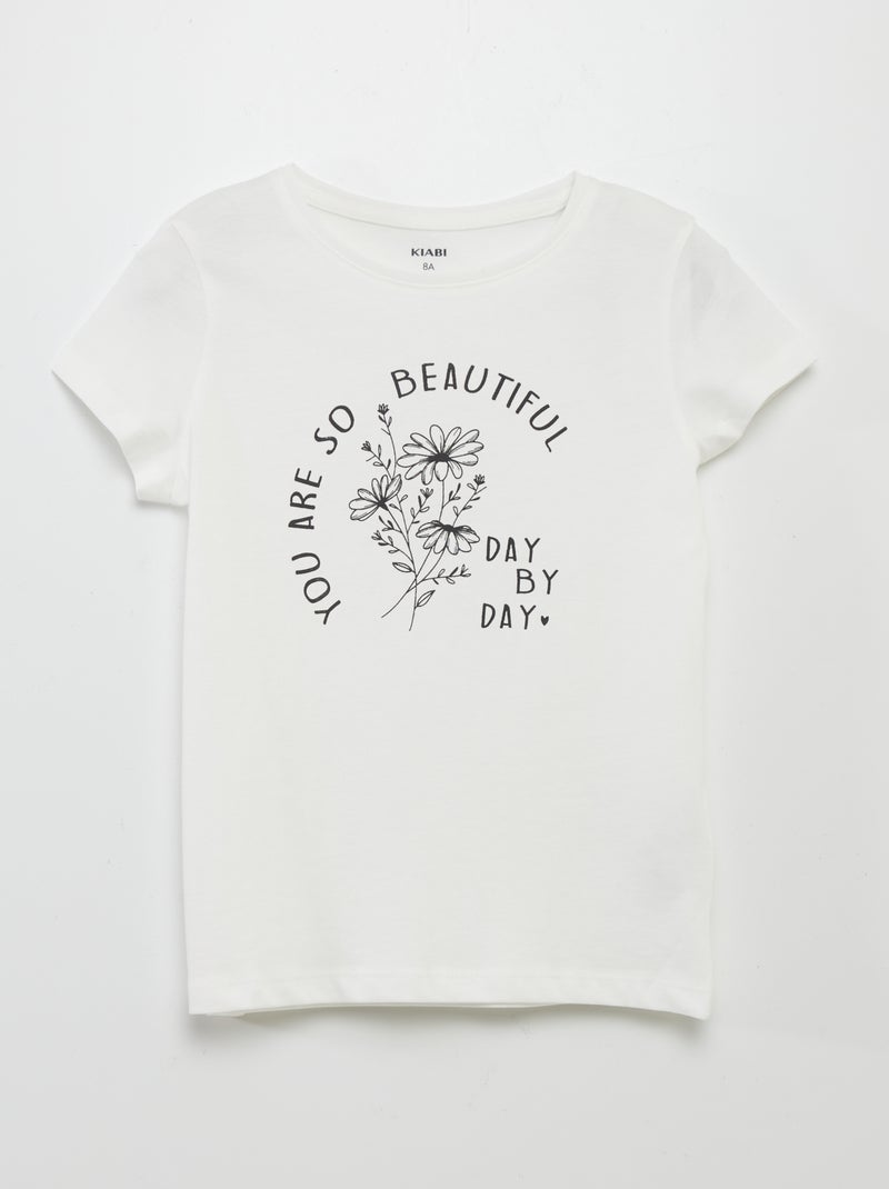 T-shirt com estampado de manga curta BRANCO - Kiabi