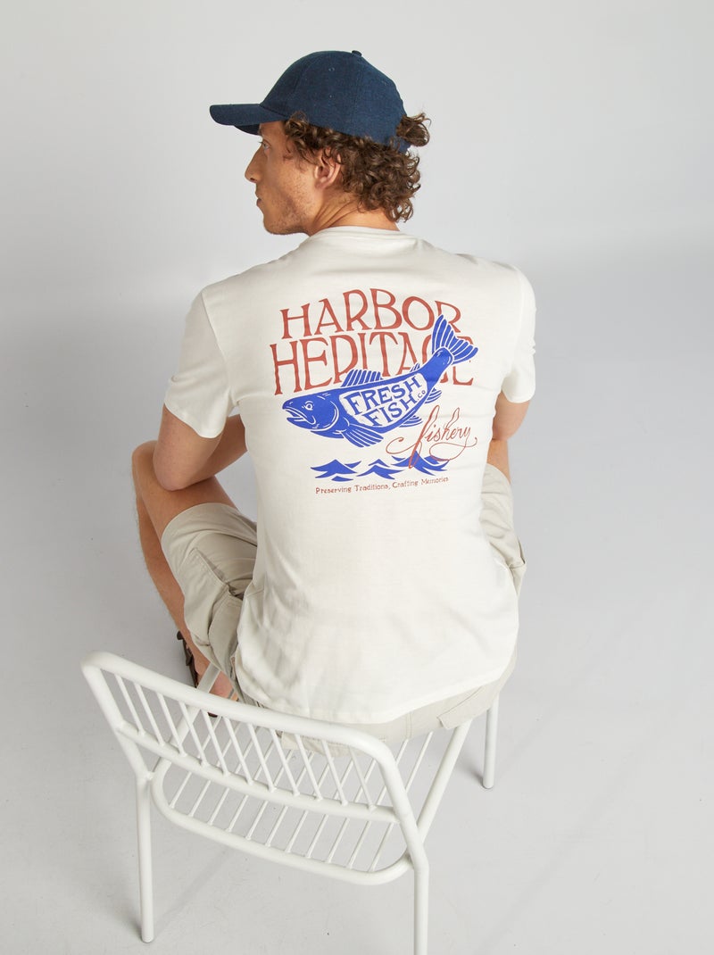 T-shirt com estampado de manga curta BRANCO - Kiabi