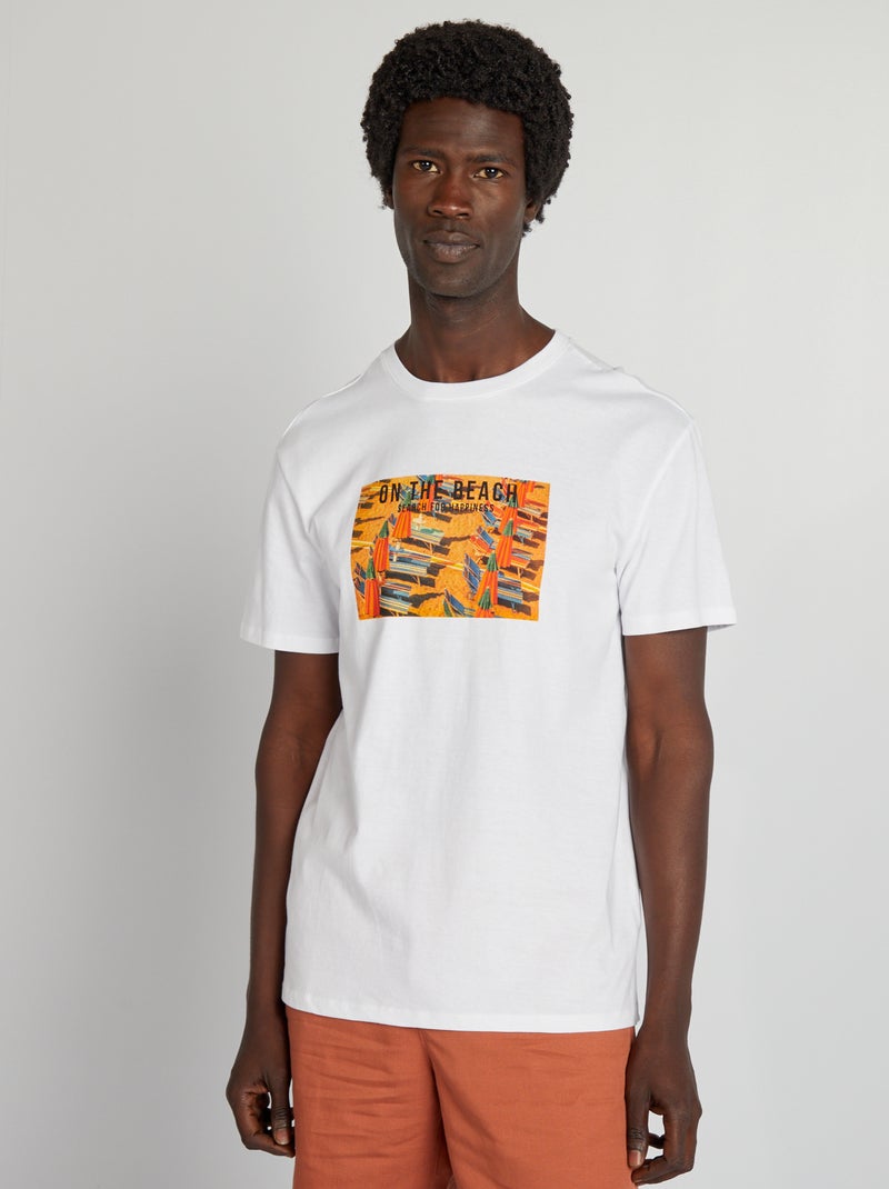 T-shirt com estampado de manga curta BRANCO - Kiabi