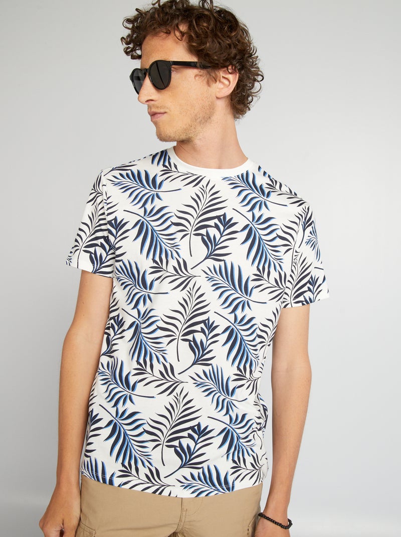 T-shirt com estampado de manga curta BRANCO - Kiabi