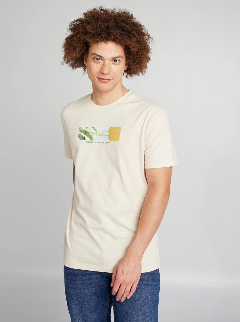 T-shirt com estampado de manga curta BRANCO - Kiabi