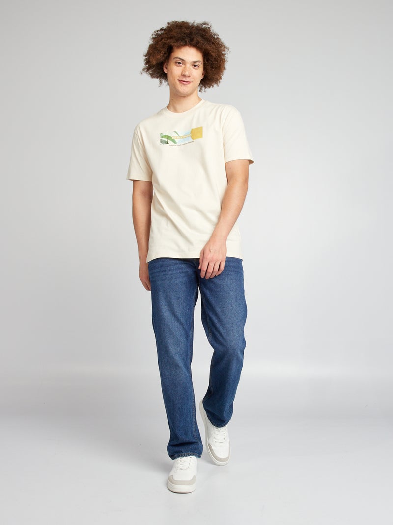 T-shirt com estampado de manga curta BRANCO - Kiabi