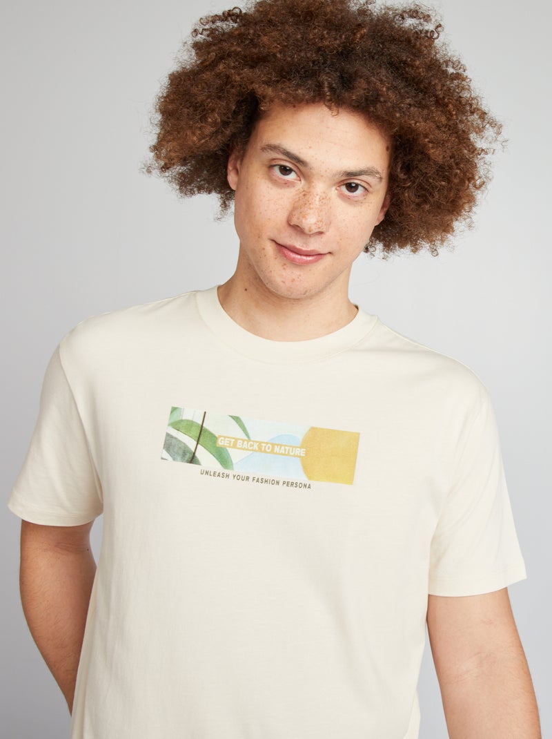 T-shirt com estampado de manga curta BRANCO - Kiabi
