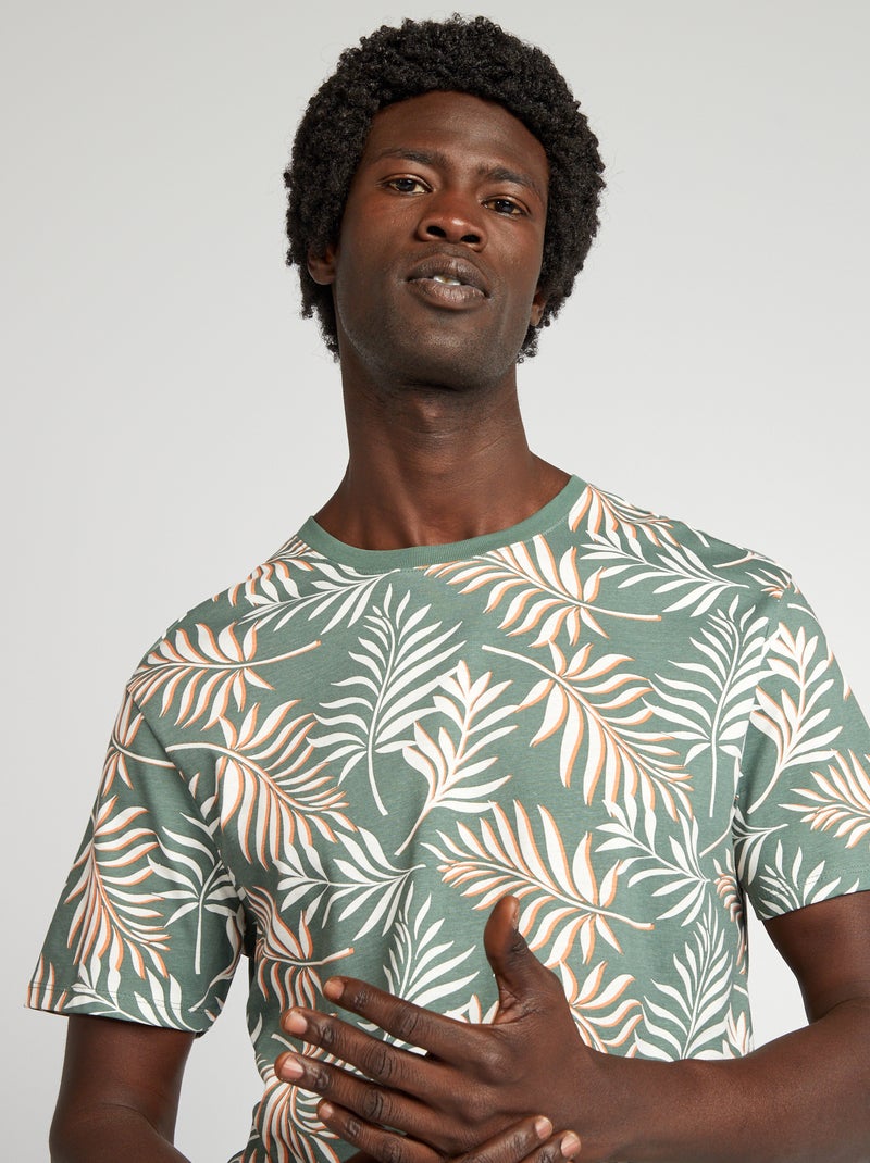 T-shirt com estampado de manga curta CAQUI - Kiabi