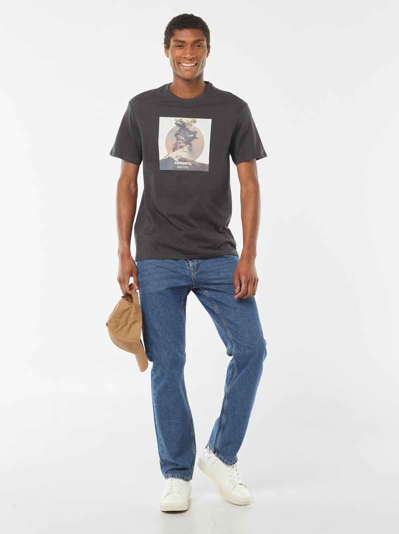 T-shirt com estampado de manga curta CINZA - Kiabi