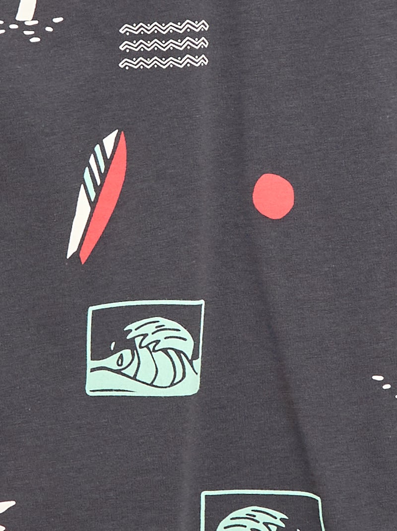 T-shirt com estampado de manga curta Cinza - Kiabi