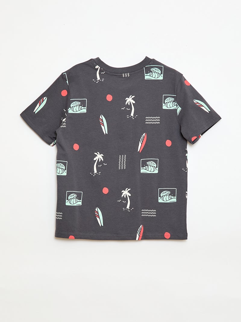 T-shirt com estampado de manga curta Cinza - Kiabi