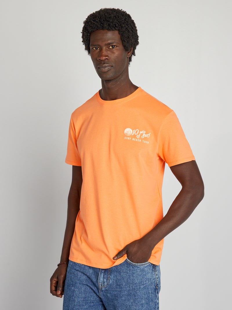 T-shirt com estampado de manga curta LARANJA - Kiabi