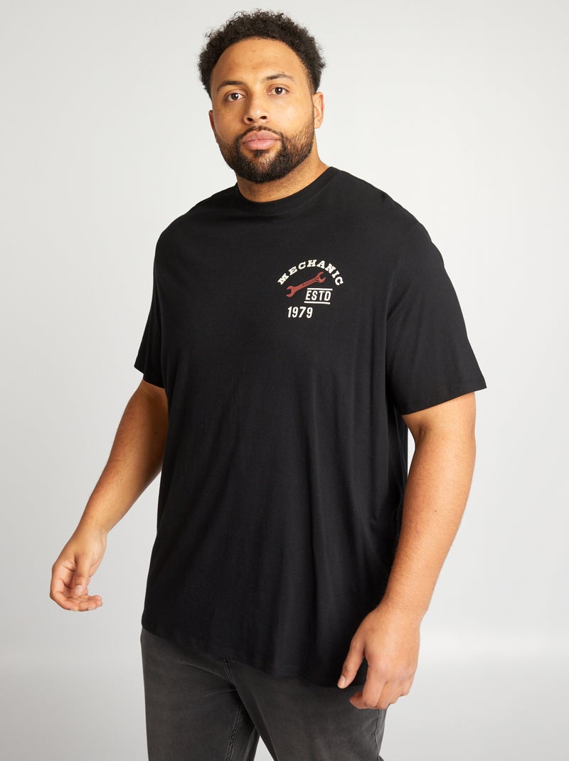 T-shirt com estampado de manga curta PRETO - Kiabi