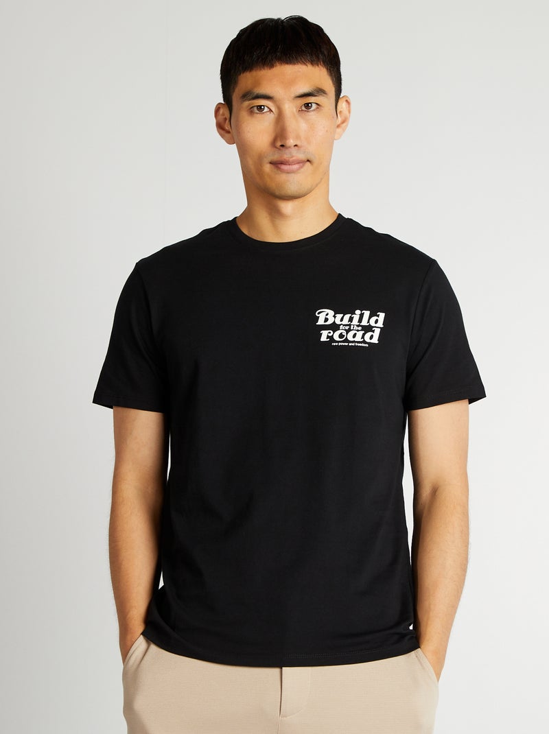 T-shirt com estampado de manga curta PRETO - Kiabi