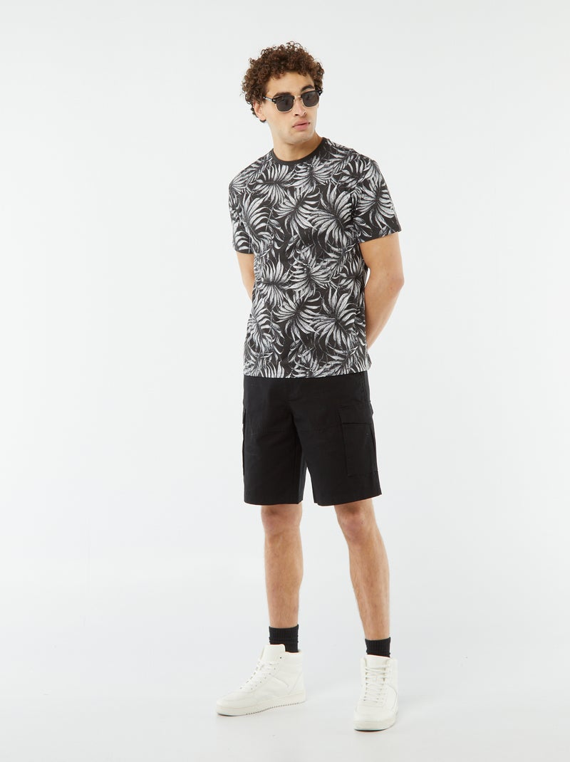 T-shirt com estampado de manga curta PRETO - Kiabi