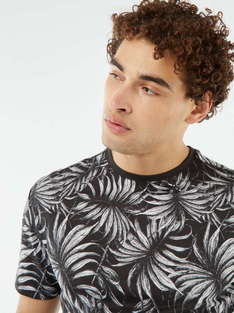 T-shirt com estampado de manga curta PRETO - Kiabi