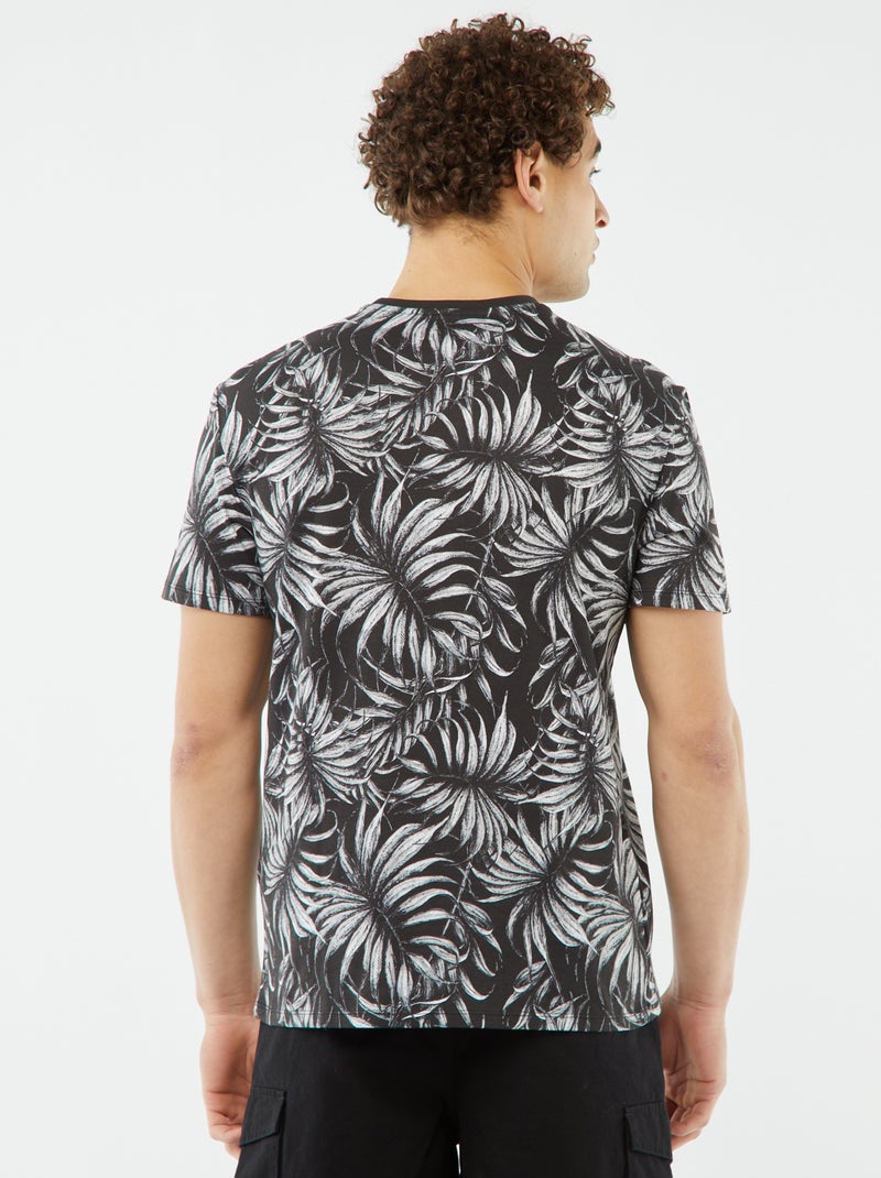 T-shirt com estampado de manga curta PRETO - Kiabi