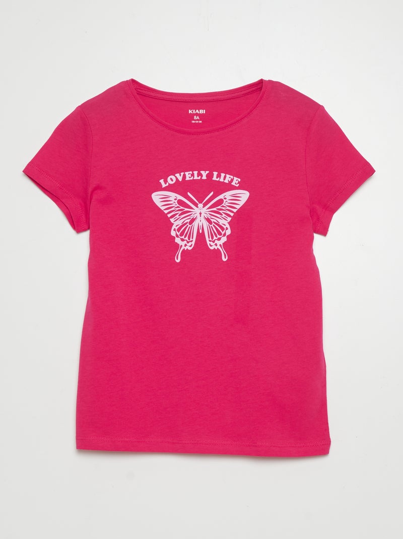 T-shirt com estampado de manga curta ROSA - Kiabi