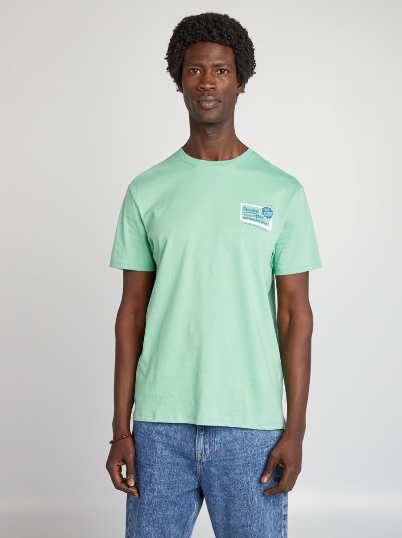 T-shirt com estampado de manga curta VERDE - Kiabi