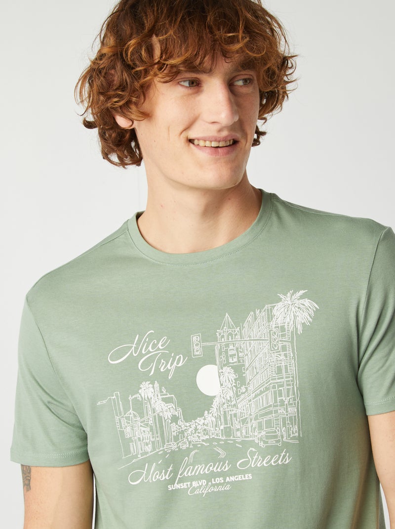 T-shirt com estampado de manga curta VERDE - Kiabi