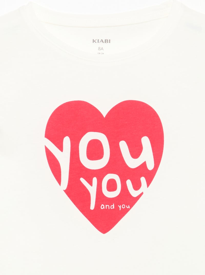 T-shirt com estampado de mensagem e mangas curtas Branco - Kiabi
