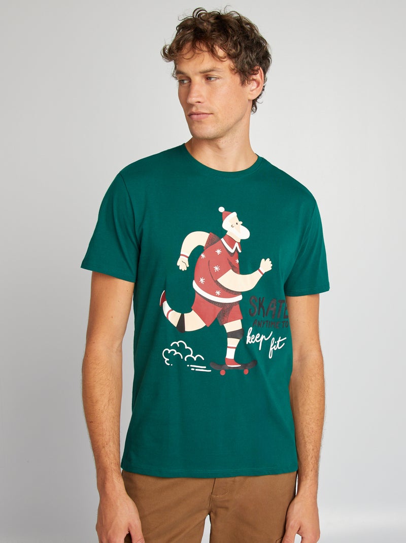 T-shirt com estampado de Natal BRANCO - Kiabi