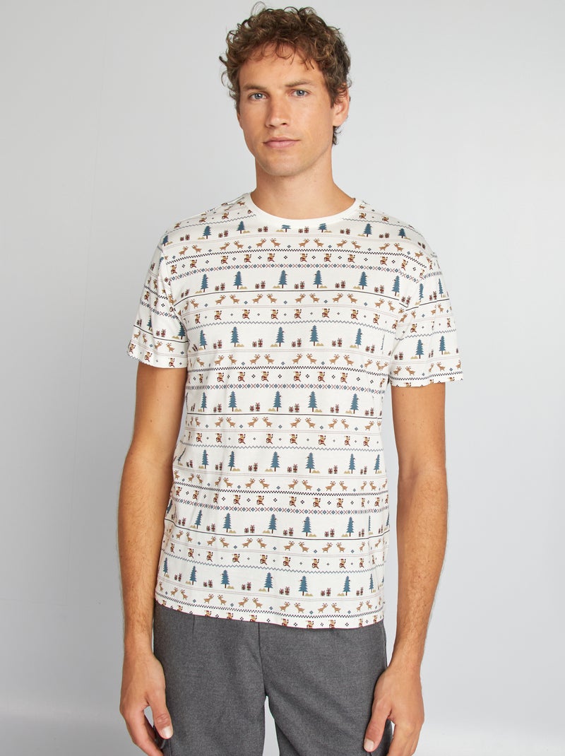 T-shirt com estampado de Natal BRANCO - Kiabi