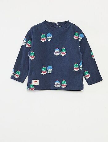 T-shirt com estampado de Natal em algodão