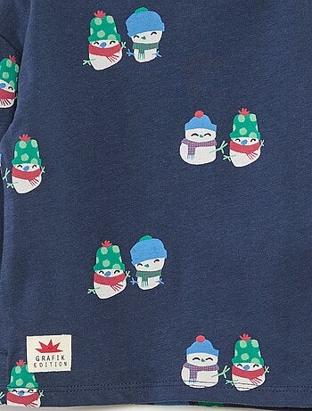 T-shirt com estampado de Natal em algodão