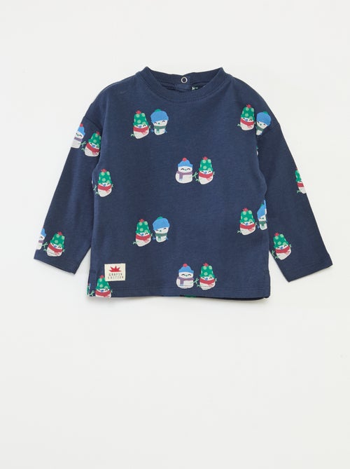 T-shirt com estampado de Natal em algodão - Kiabi