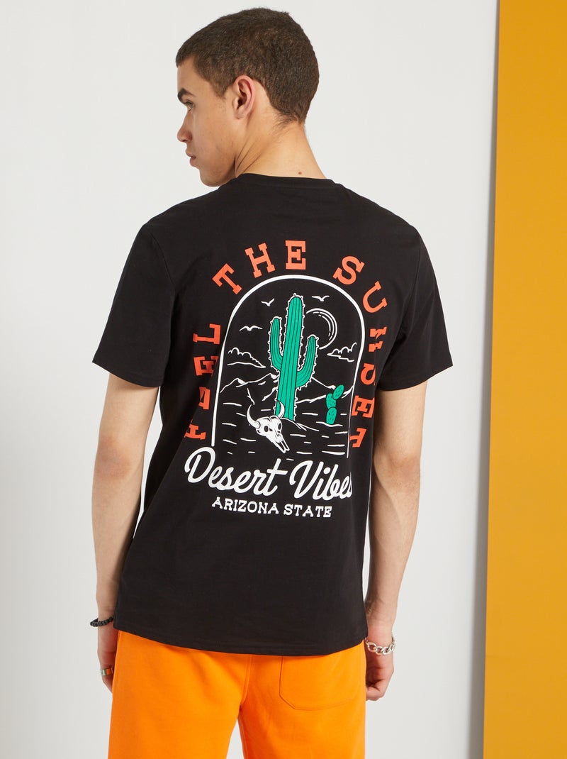 T-shirt com estampado 'deserto' Preto - Kiabi