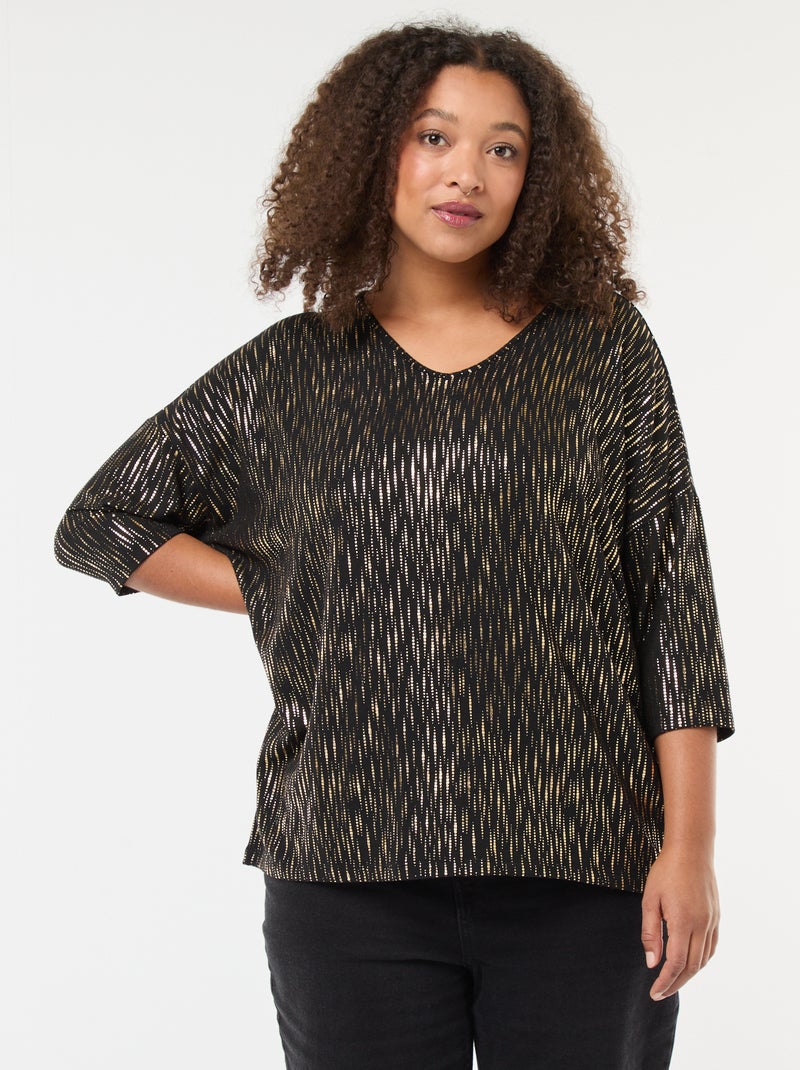 T-shirt com estampado dourado 'Only Carmakoma' Preto - Kiabi