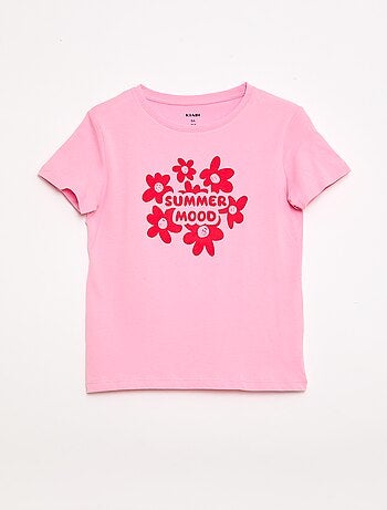 T-shirt estampado com mensagem e mangas curtas