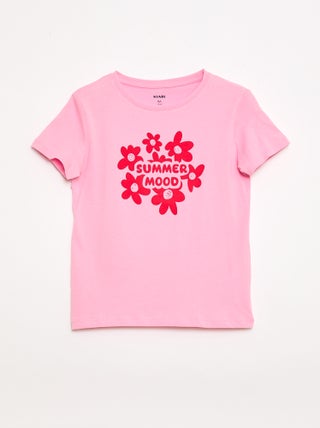 T-shirt com estampado e mensagem de manga curta