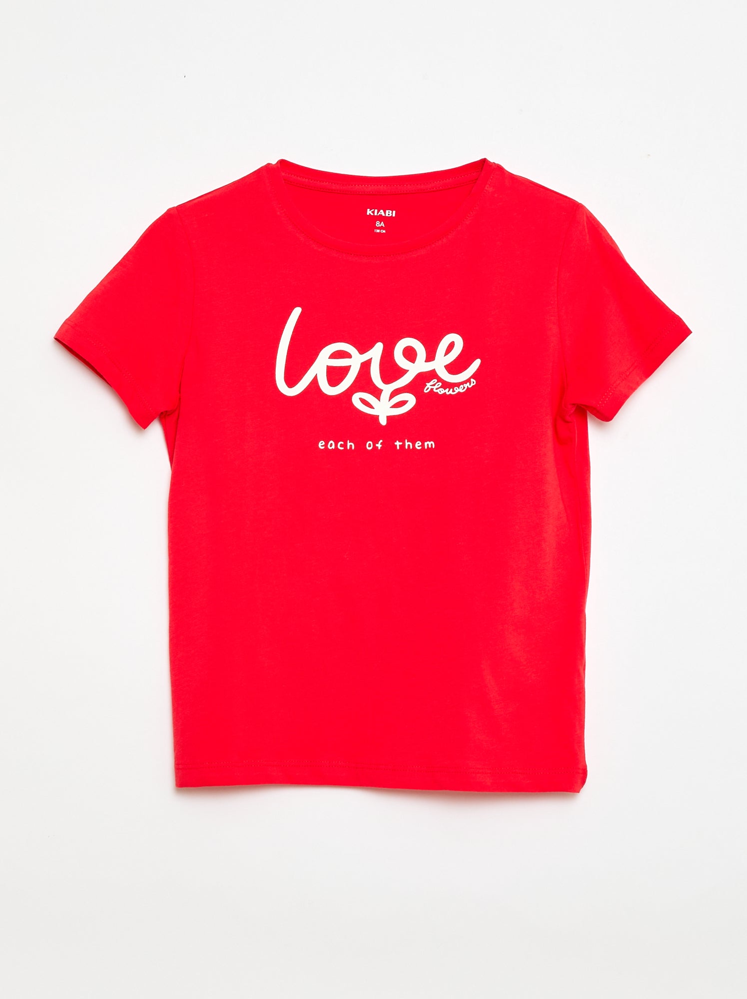 T-shirt com estampado e mensagem de manga curta