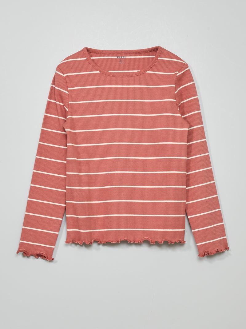 T-shirt com estampado em malha nervurada ROSA - Kiabi
