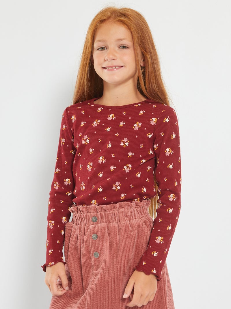 T-shirt com estampado em malha nervurada VERMELHO - Kiabi