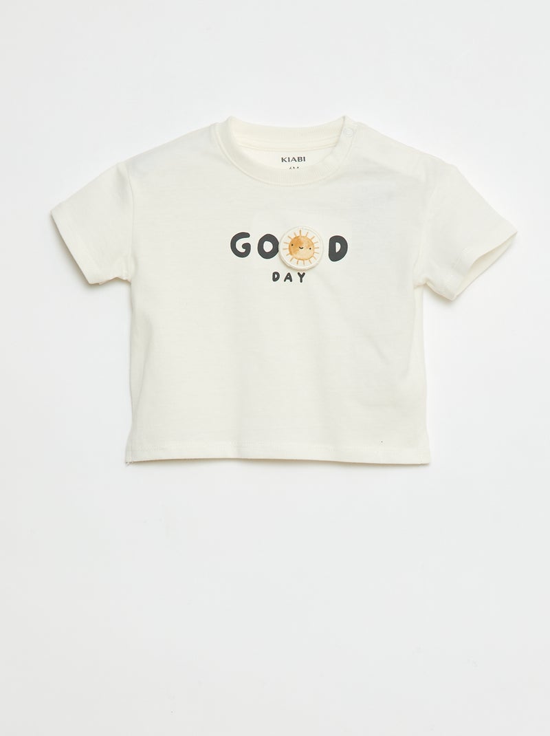 T-shirt com estampado em relevo Branco - Kiabi
