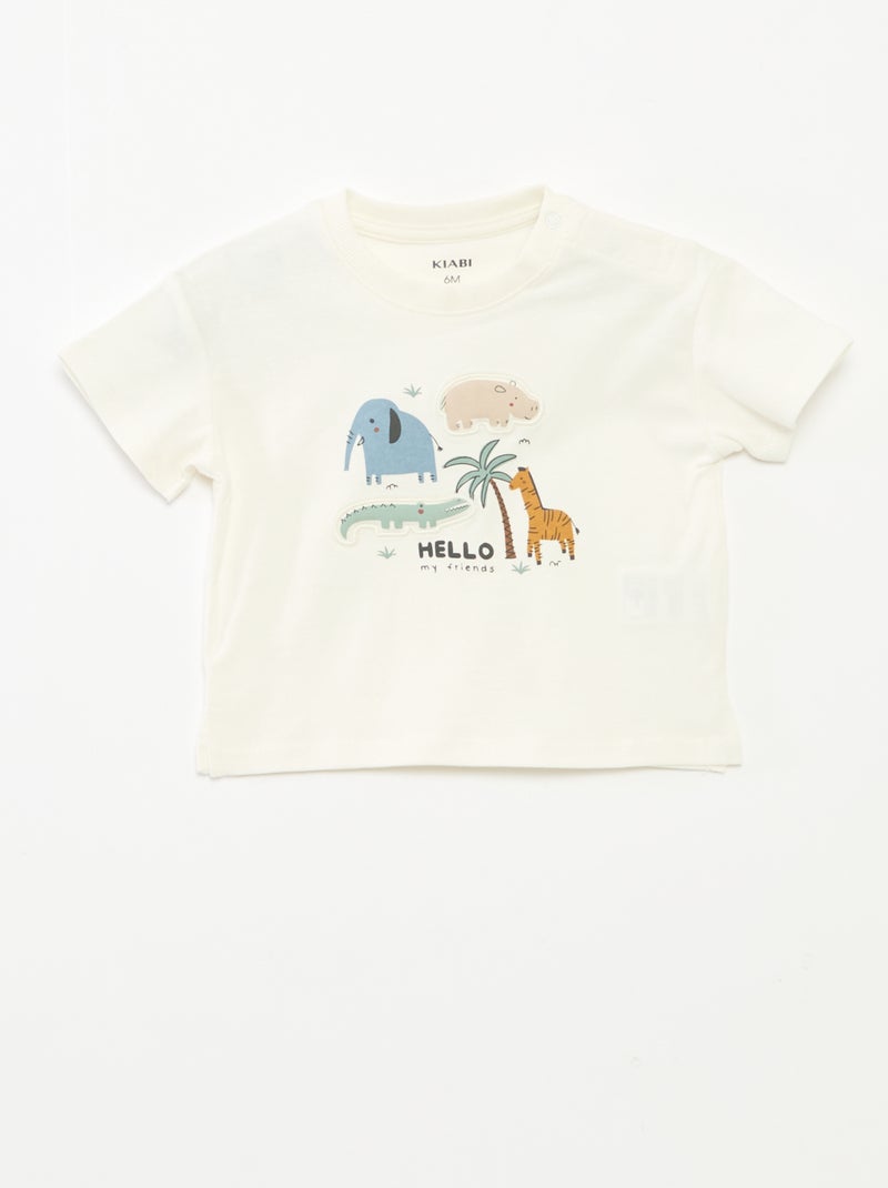 T-shirt com estampado em relevo Branco - Kiabi