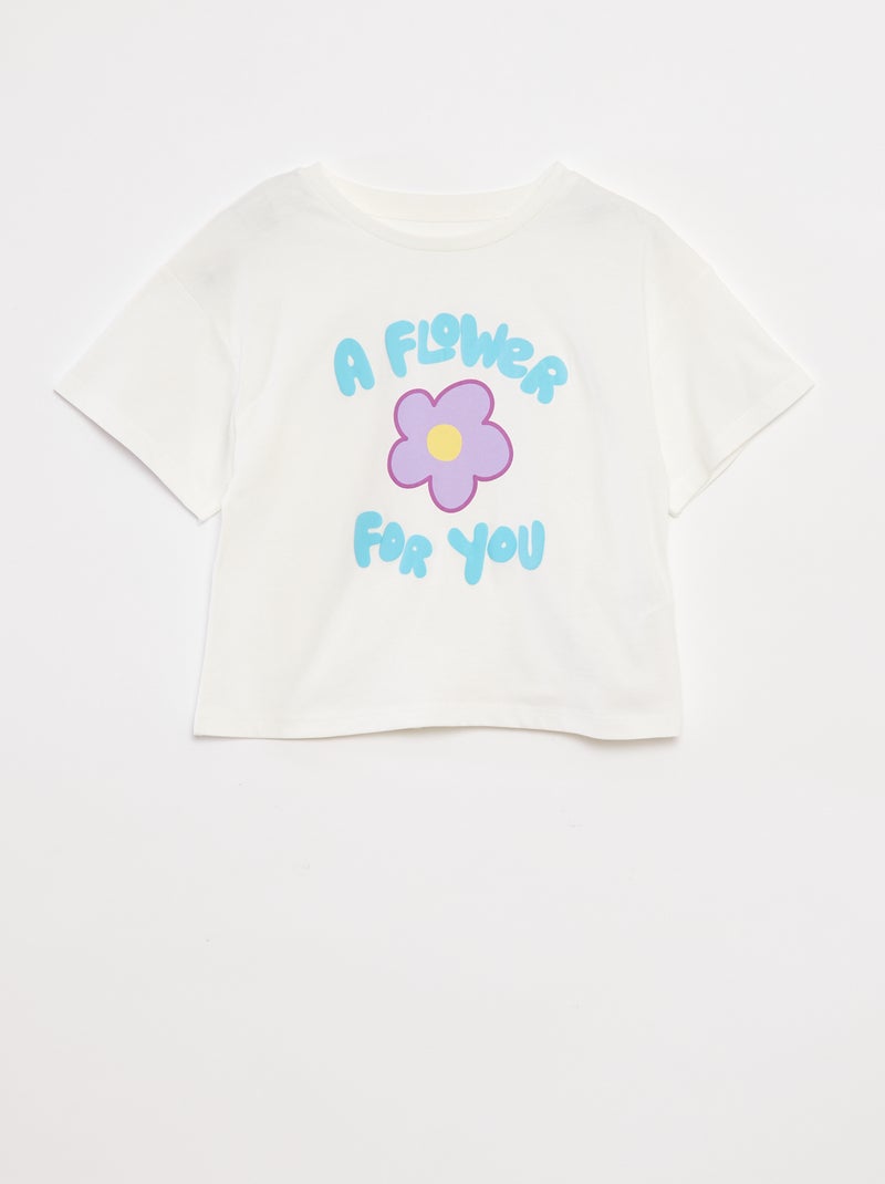 T-shirt com estampado em relevo Branco - Kiabi