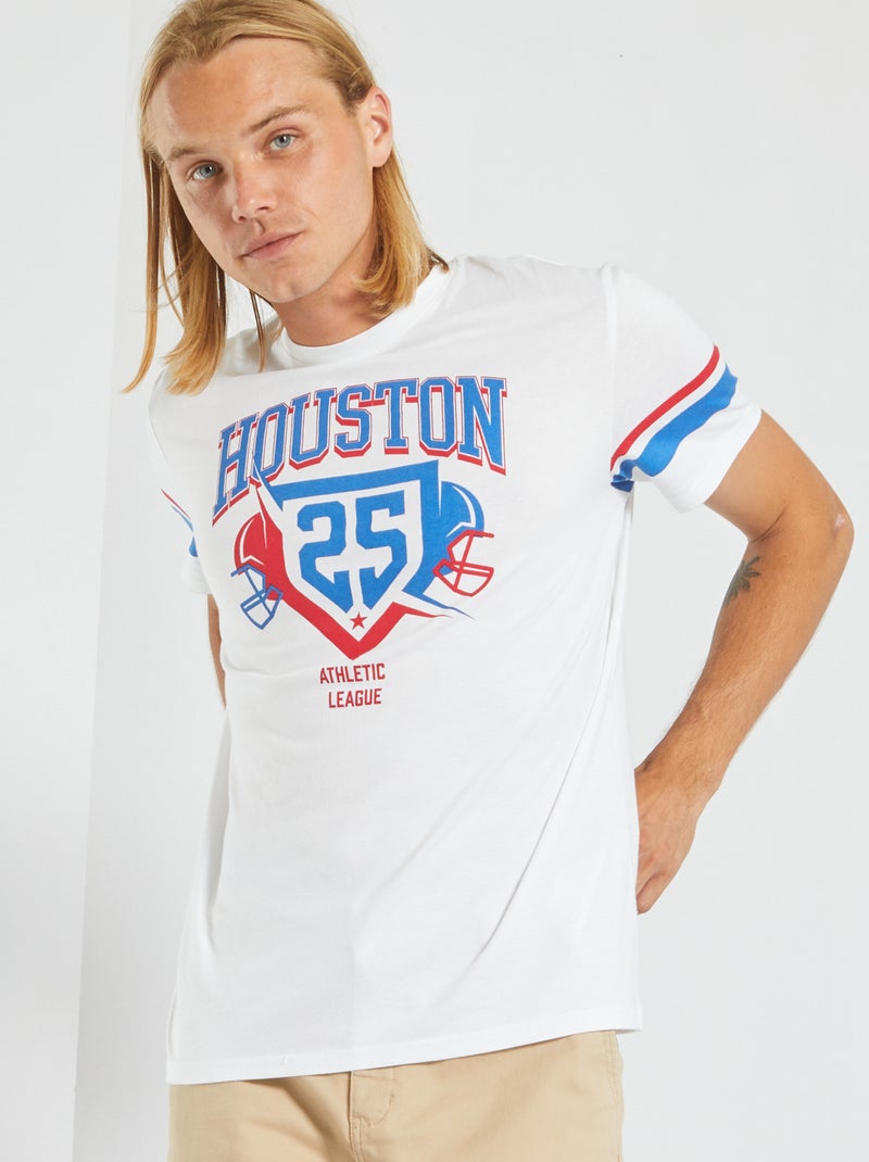 T-shirt com estampado estilo campus BRANCO - Kiabi
