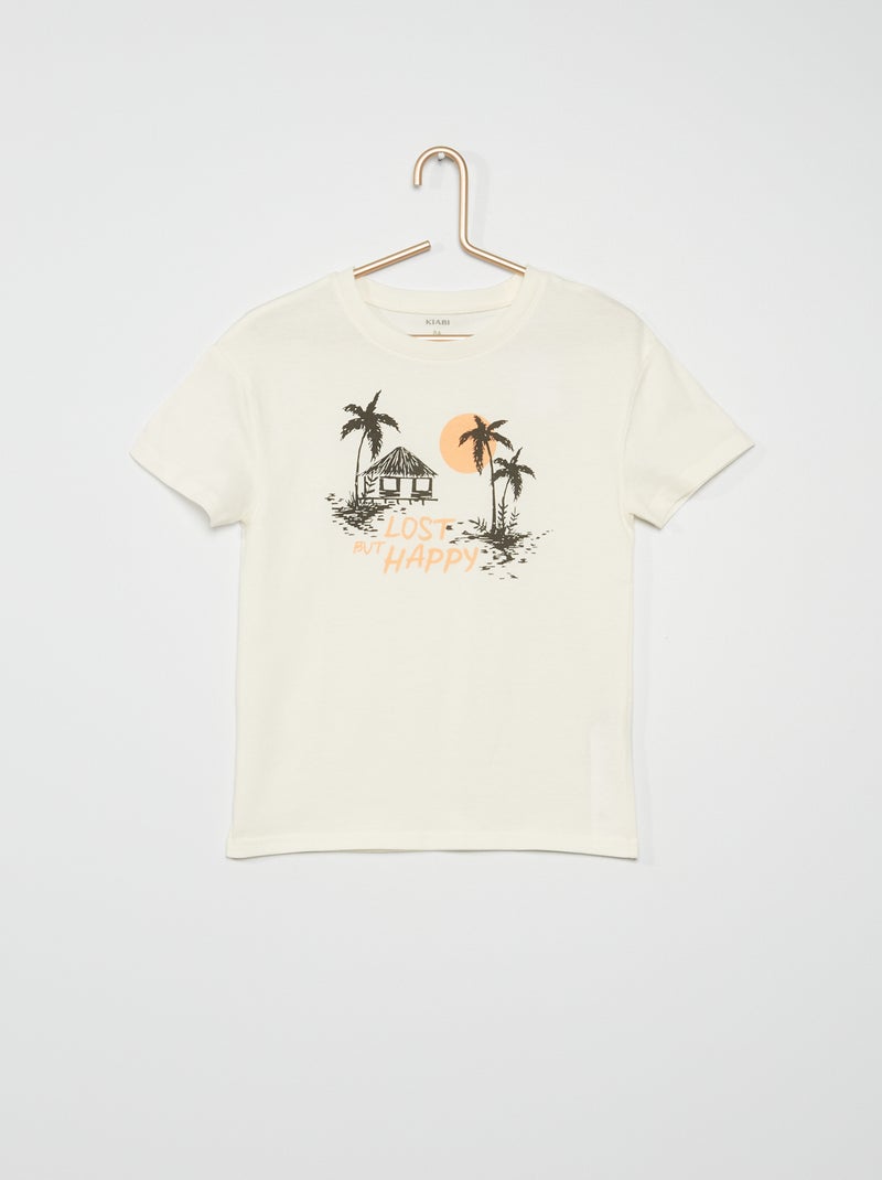 T-shirt com estampado exótico BRANCO - Kiabi